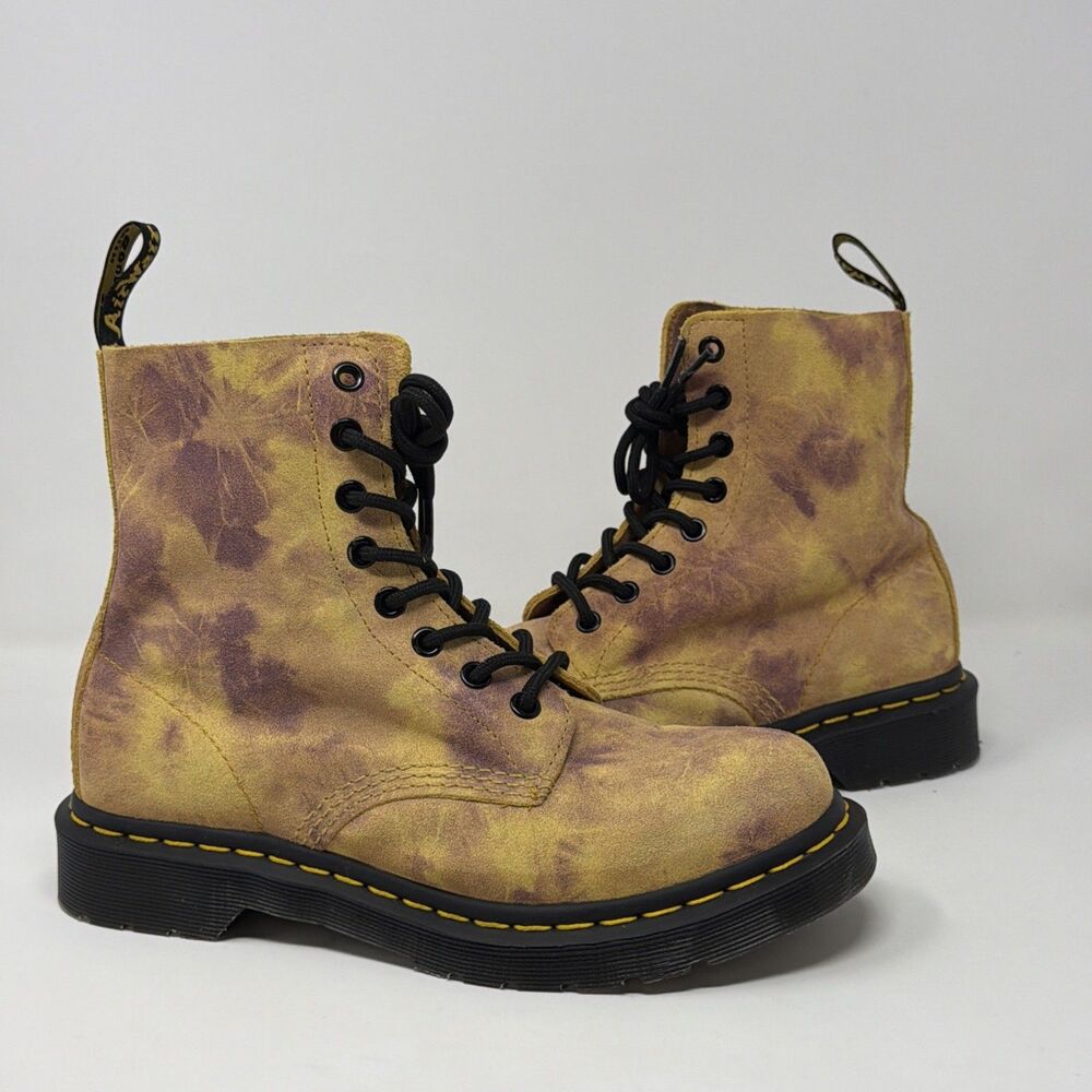 Dr. Martens 1460 Tie Dye Yellow Purple Lace Up Boots Women’s US 7 27962